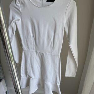 Donna Mizani White Long Sleeve Fitted Dress